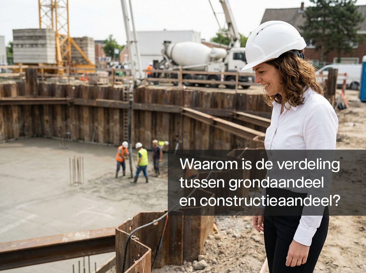 Wat is het verschil tussen grondaandeel en constructieaandeel bij nieuwbouw?